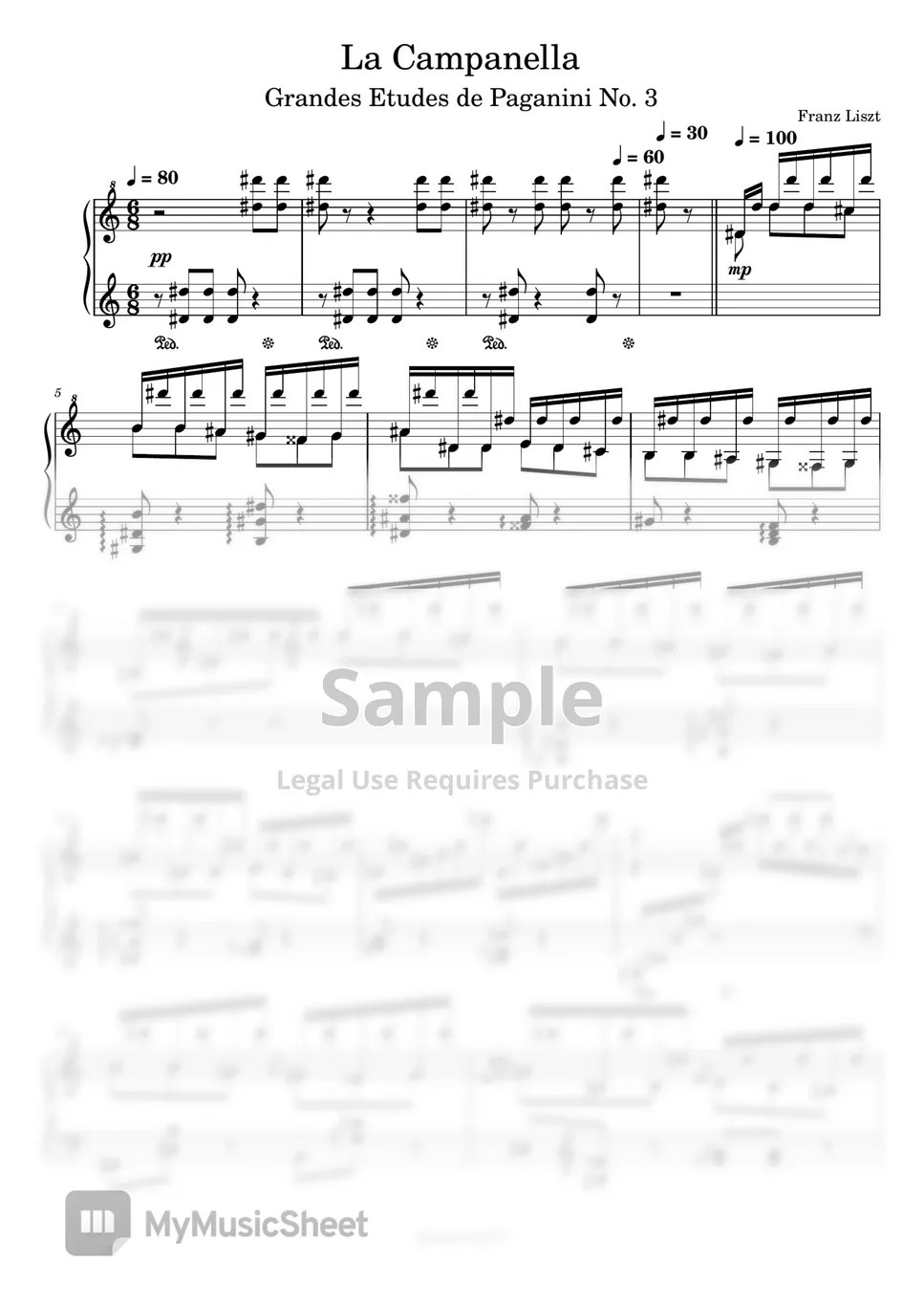 Franz Liszt La Campanella Sheets by Piano Suit