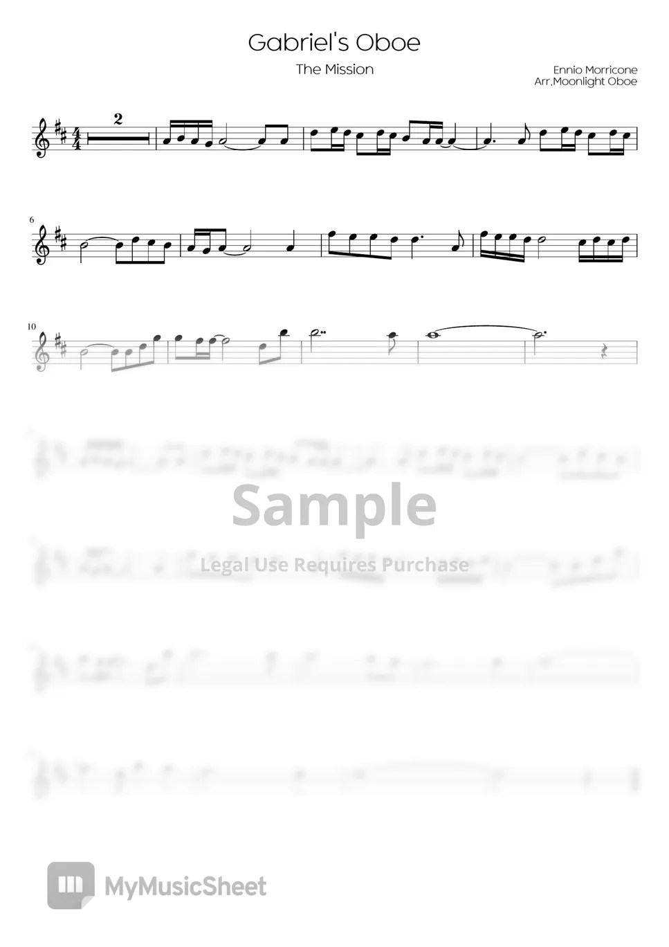 Ennio Morricone Gabriel's Oboe (The Mission Oboe Solo) 악보 by