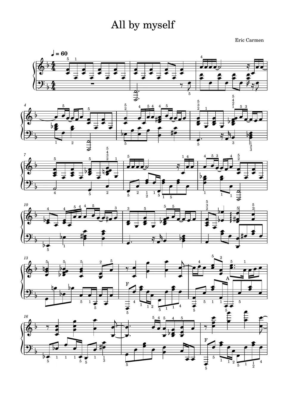 Eric Carmen All by Myself (Piano Solo) Sheet by SangHeart Play