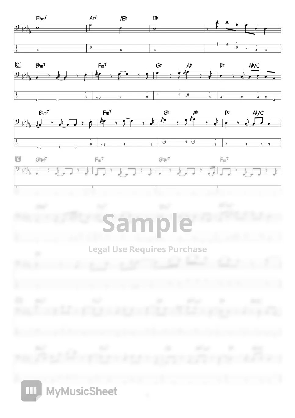 백예린 Antifreeze (베이스 타브 악보입니다.) Tab + 1staff by 이원재