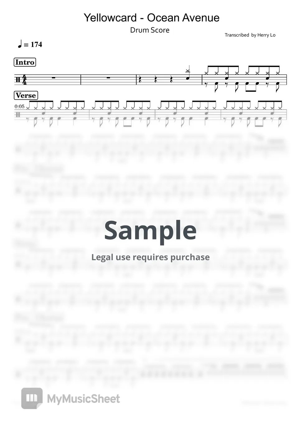 Yellowcard Ocean Avenue Sheets by Herry Lo Drums