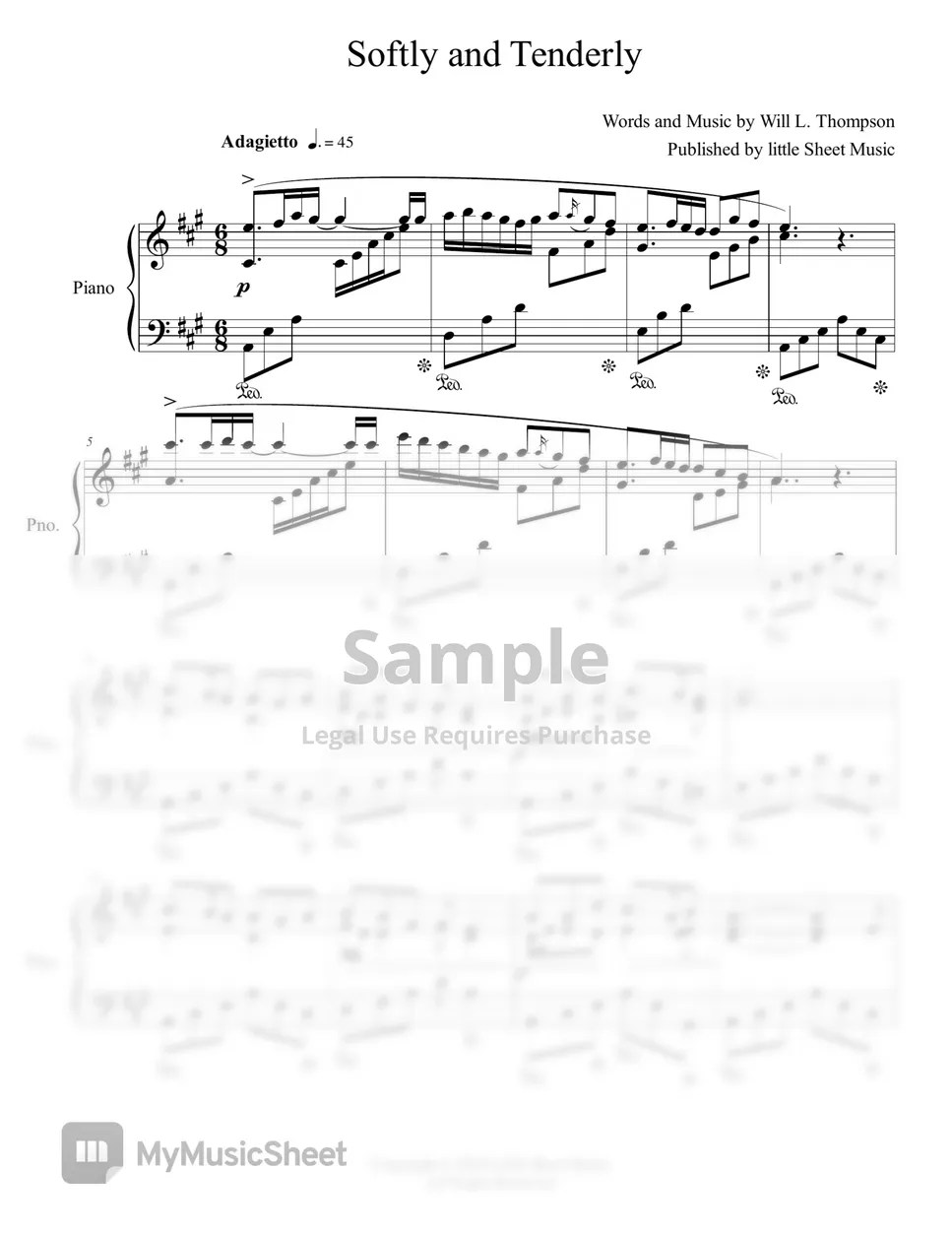 Will L. Thompson Softly and Tenderly Sheets by Genti Guxholli