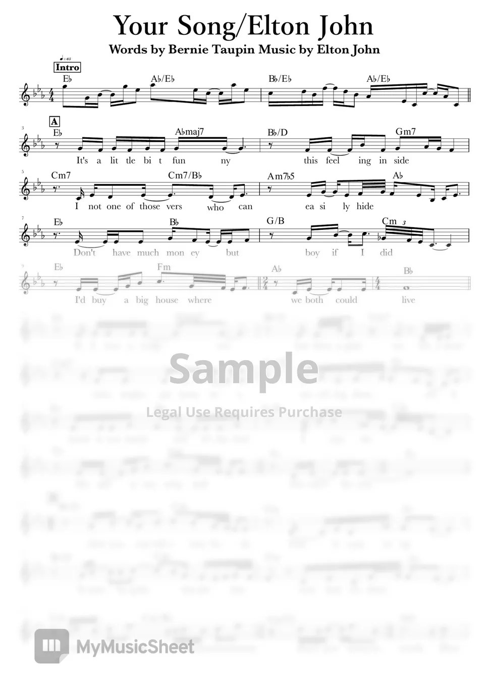 Elton John Your song Sheets by Eri Nagayama