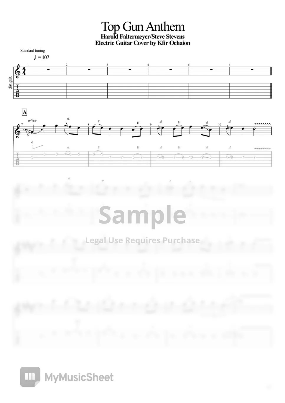 Harold Faltermeyer Top Gun Anthem 악보 by Kfir Ochaion