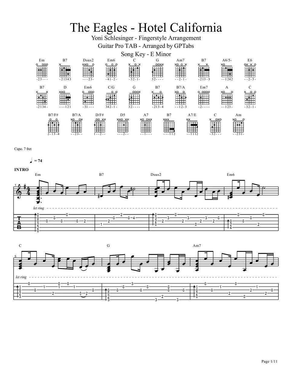 The Eagles Hotel California Sheets by Yoni Schlesinger