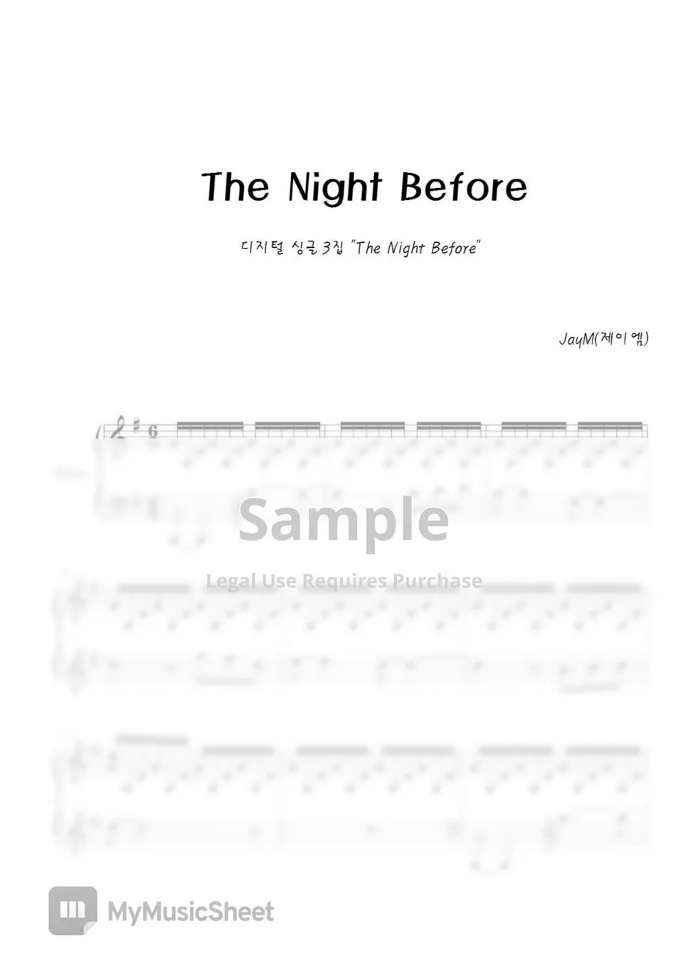 JayM The Night Before (디지털 싱글 3집) 악보