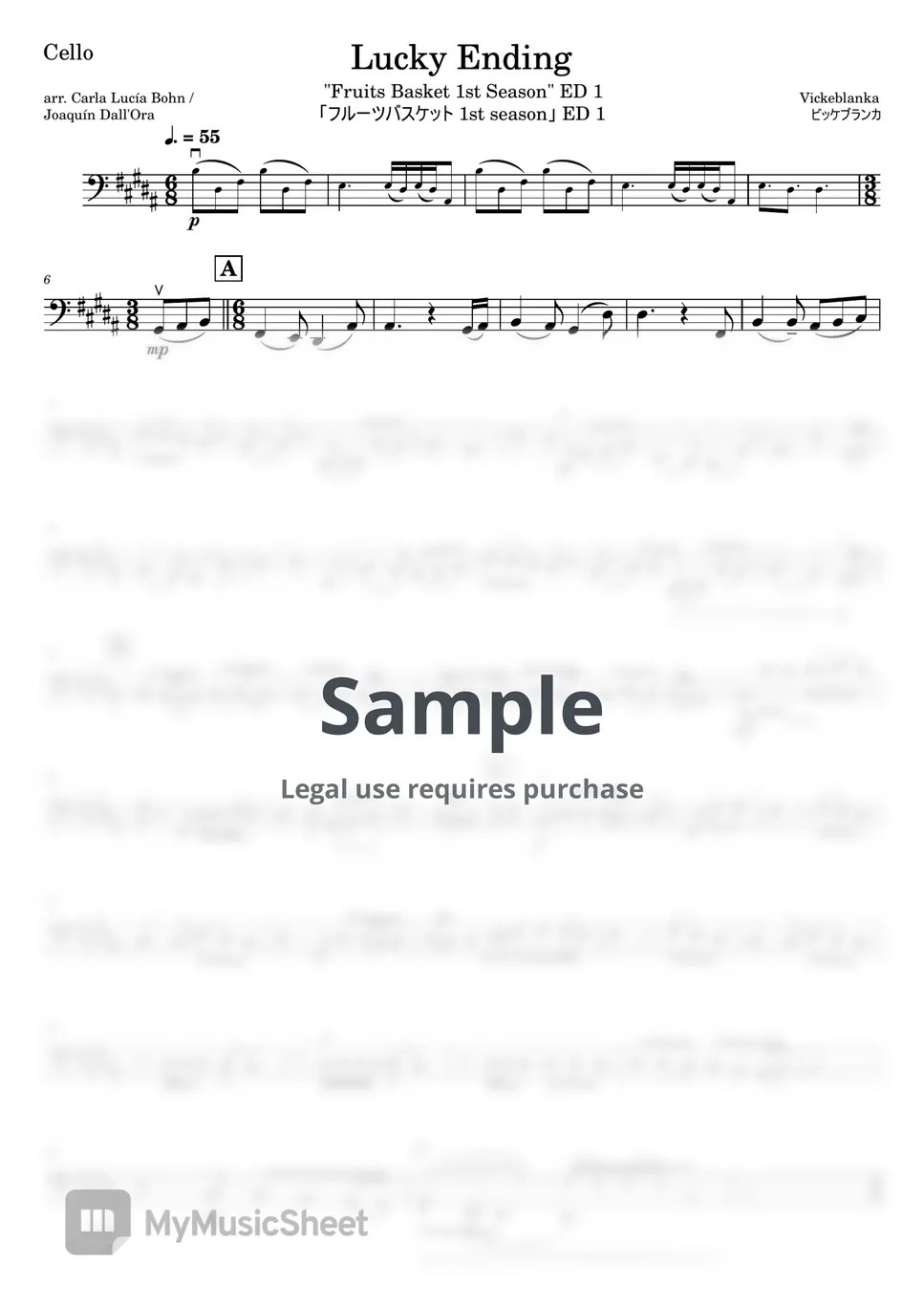 Vickeblanka Lucky Ending "Fruits Basket 1st Season" ED 1 [Cello