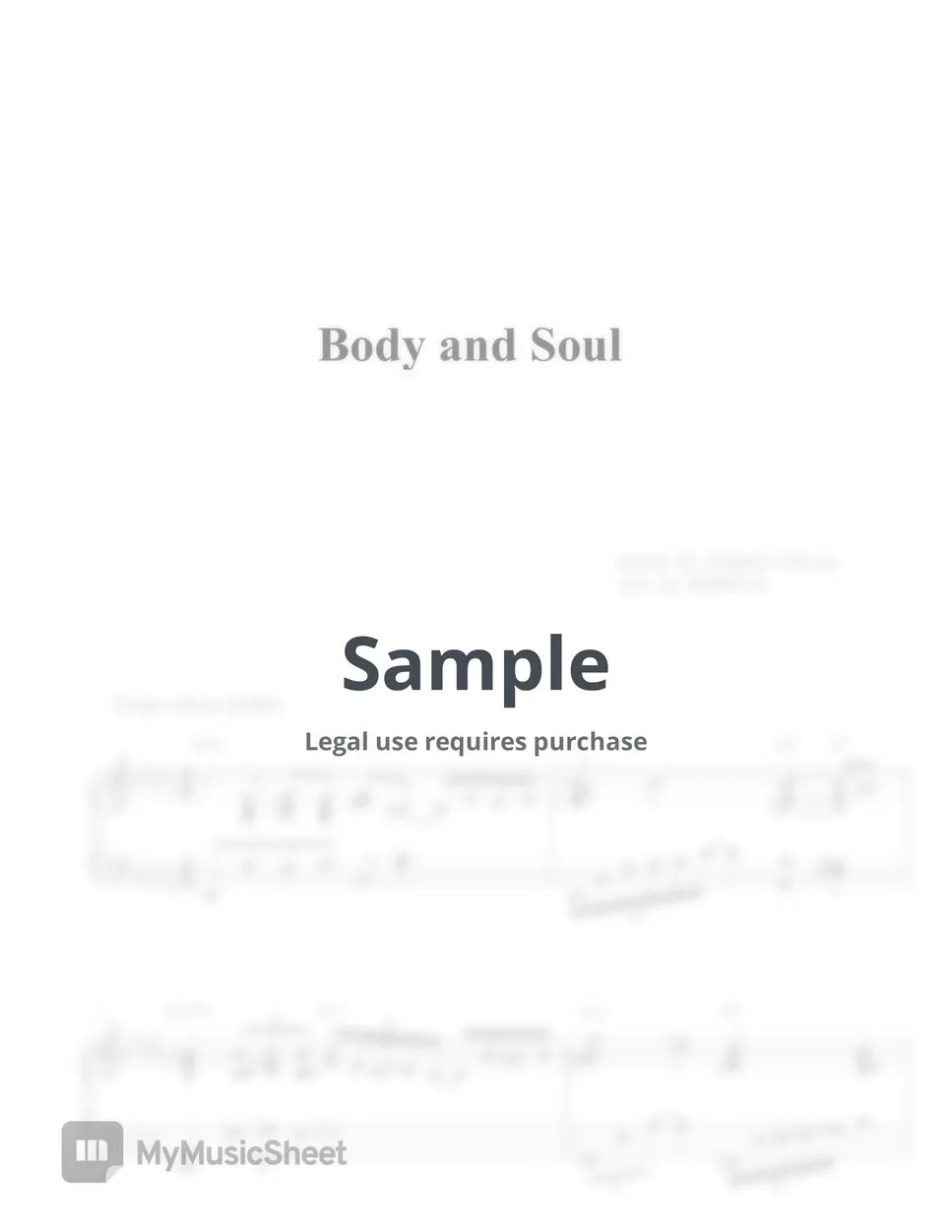 Johnny Green Body and Soul (Jazz Ballad) Sheets by MIWHA