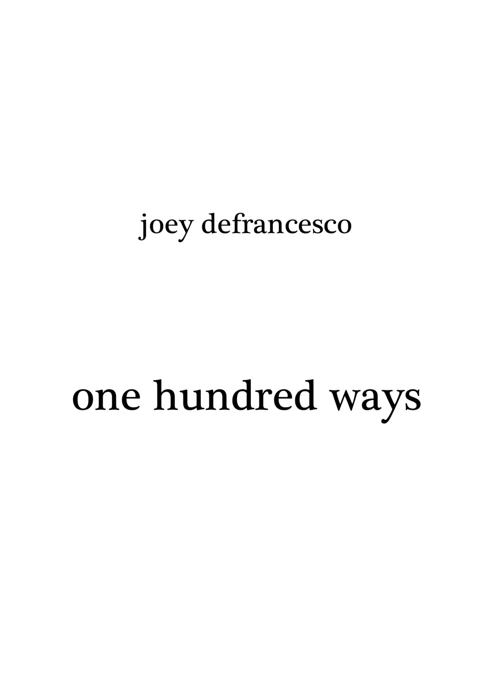 Joey DeFrancesco ONE HUNDRED WAYS Sheet by rlathdud