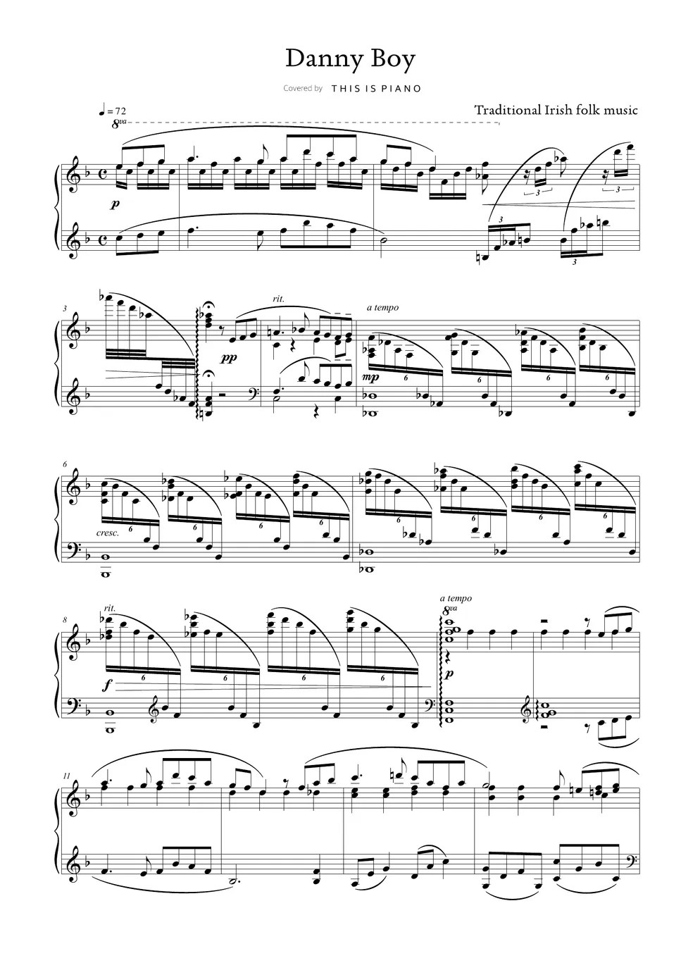 Danny Boy (Traditional Irish Folk Music) Sheet by THIS IS PIANO