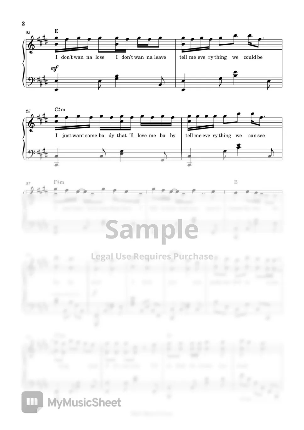 Diego Gonzales You & I (piano sheet music) Sheets by Mel's Music Corner