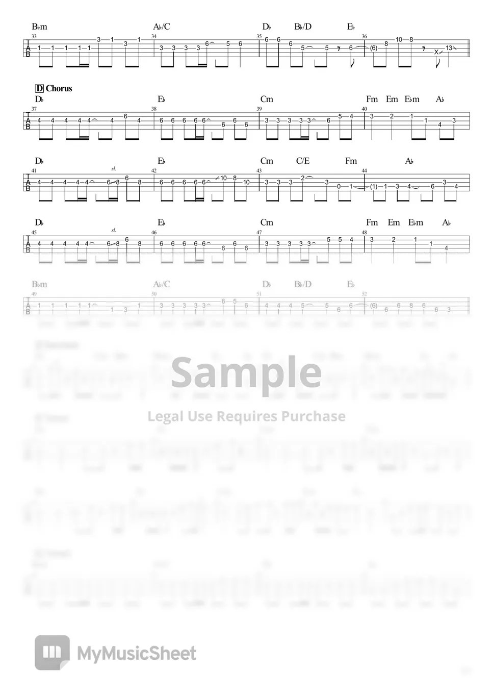 結束バンド 星座になれたら (Tabのみ/ベース Tab譜 5弦) タブ by T's bass score