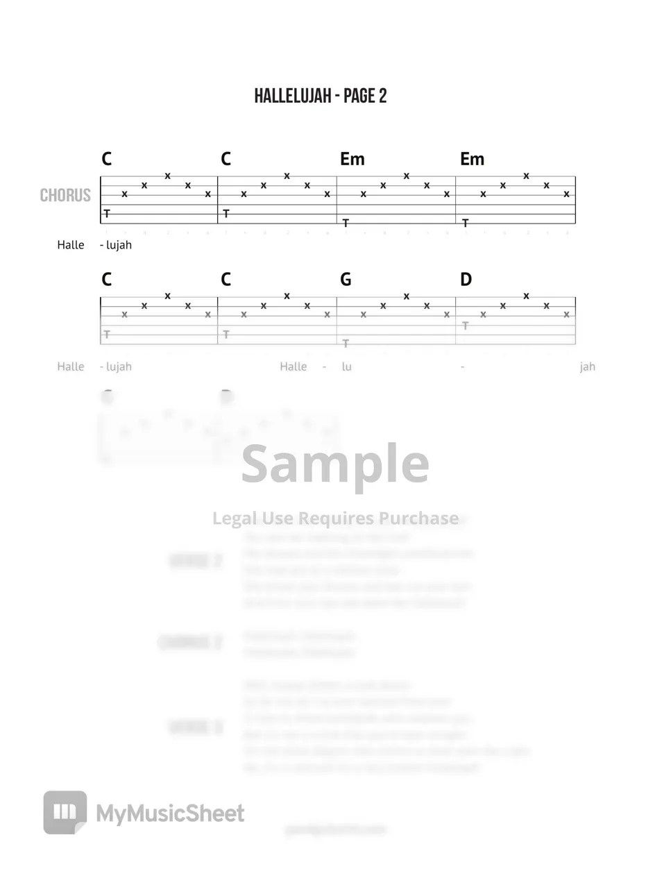 Leonard Cohen Hallelujah Easy Fingerstyle Sheets by GoodGuitarist