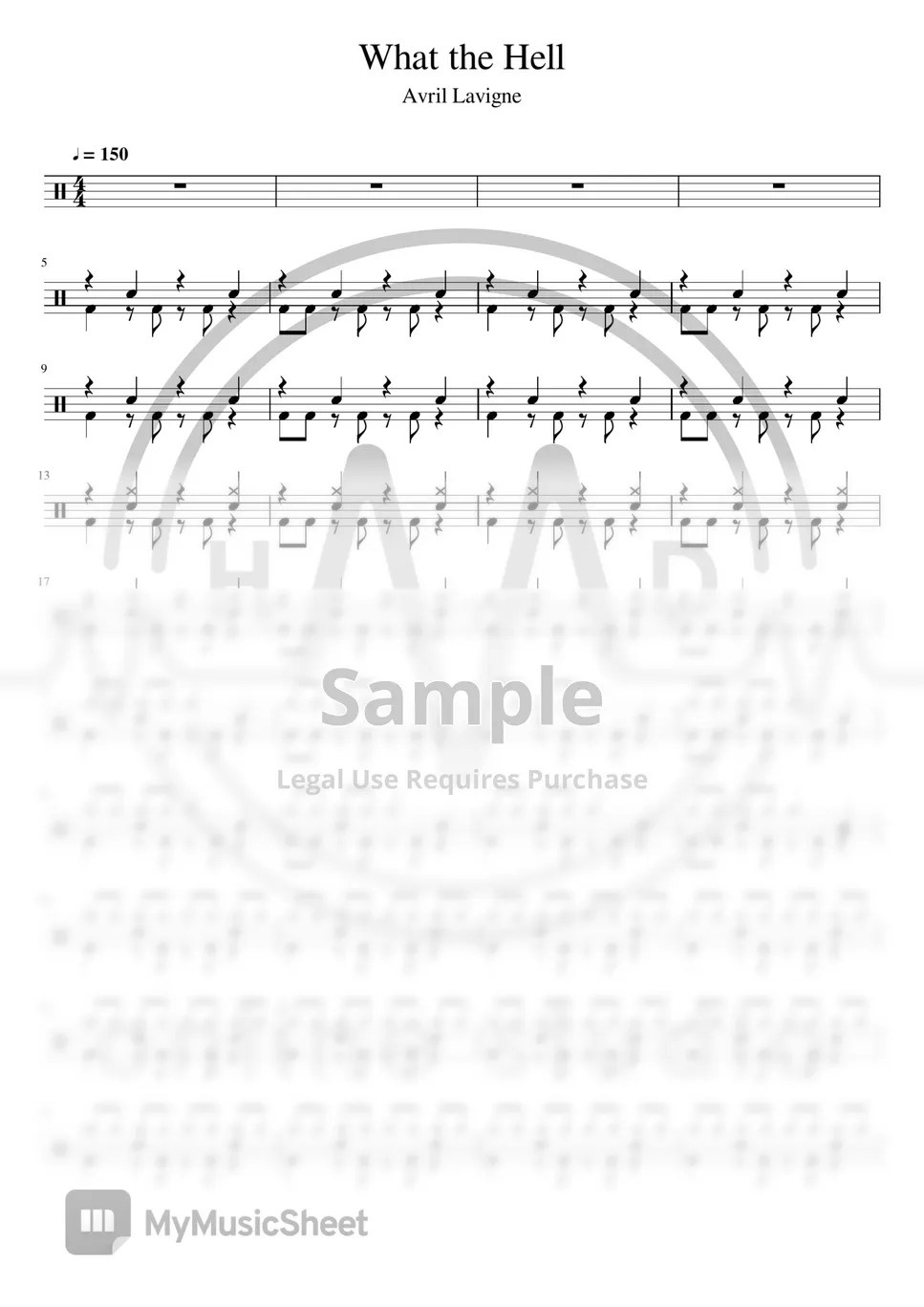 Avril Lavigne What The Hell (Drum) 악보 by HMD online studio