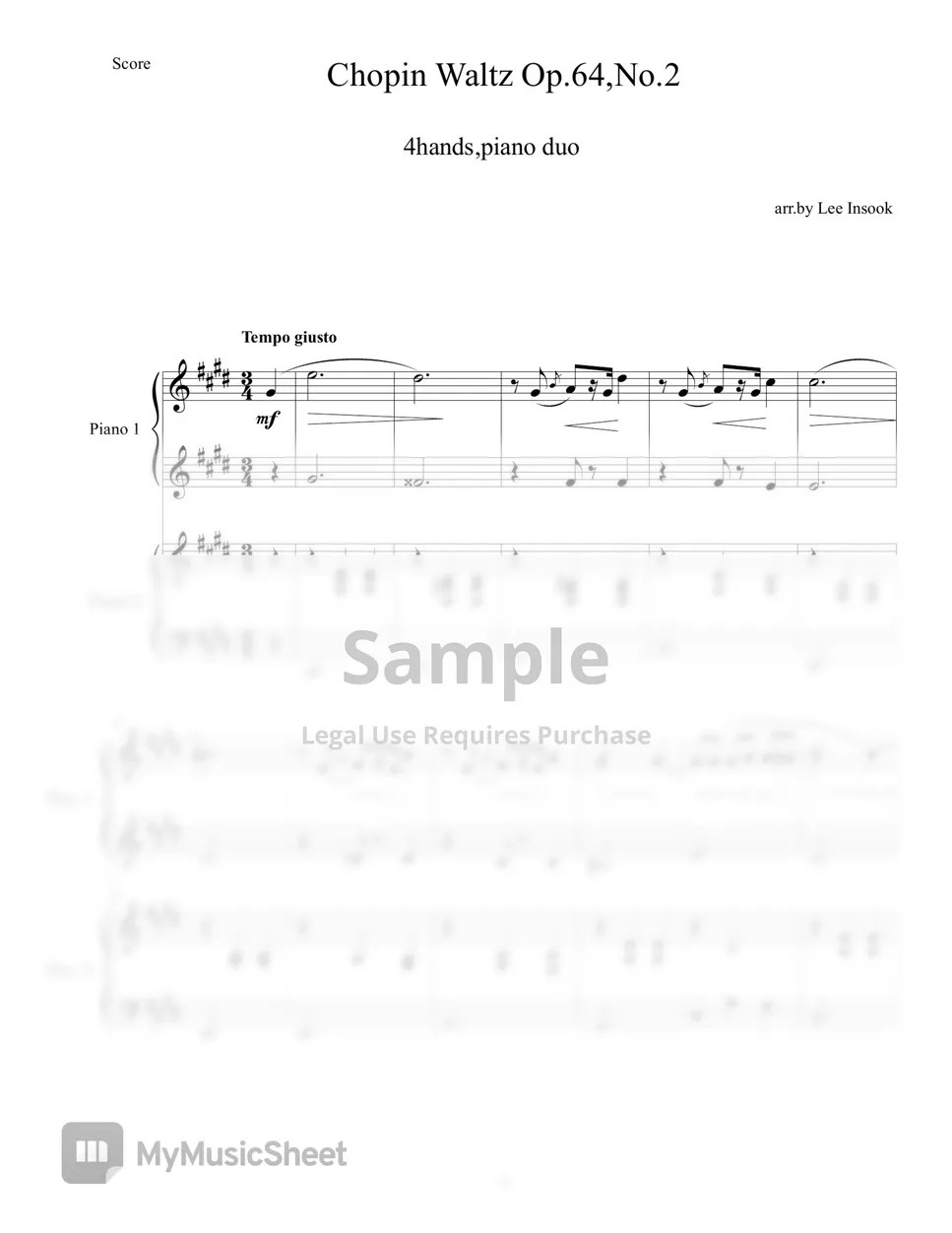 Chopin Waltz 4hands 악보