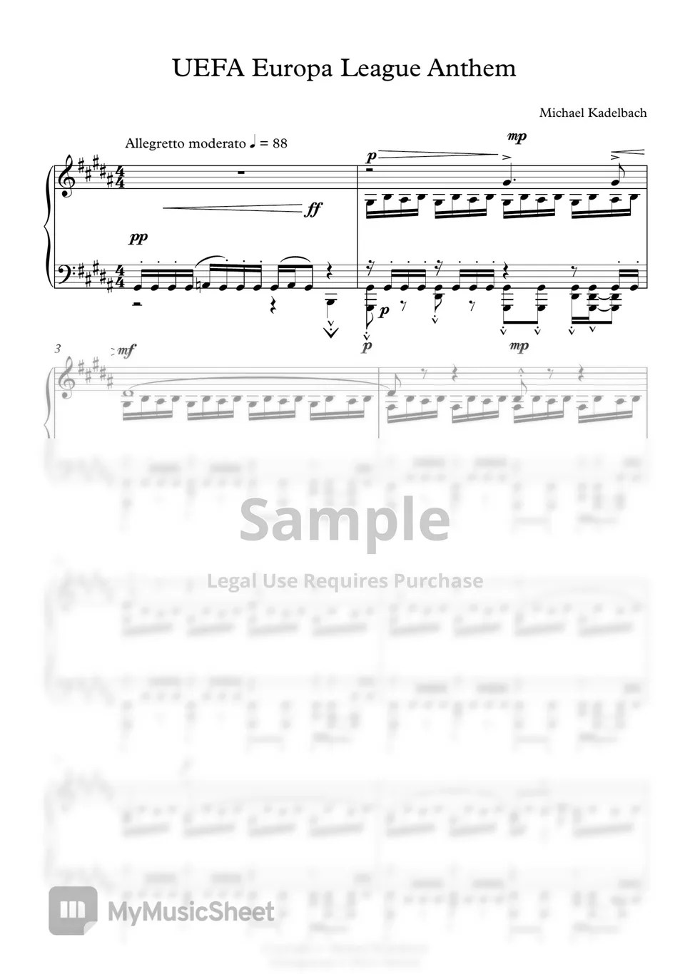 Massive Music UEFA Europa League Anthem Sheets by Petro Melnyk
