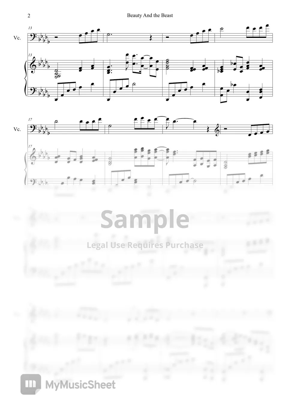 Beauty and the Beast OST Beauty and the Beast (Cello & Piano Duet) Sheets by sora Hong