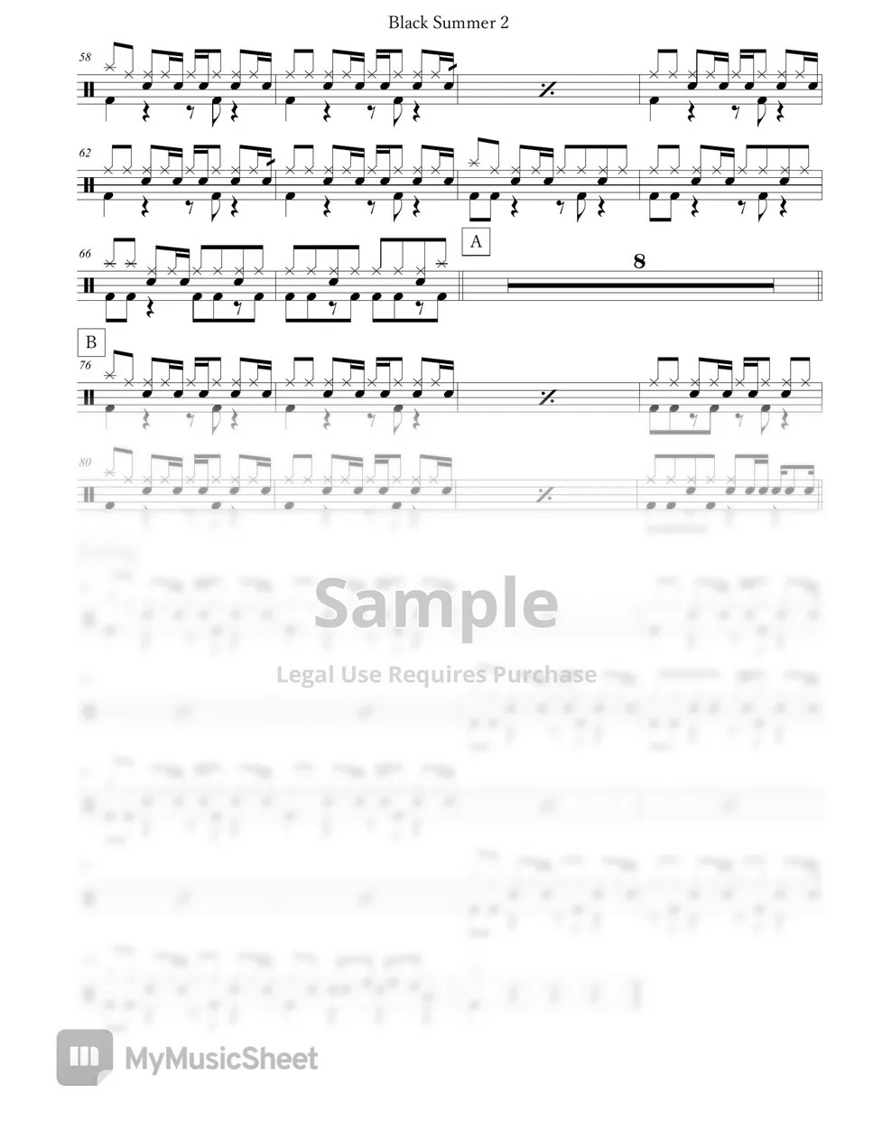 Red Hot Chili Peppers Black Summer Sheets by Arkadia Drums