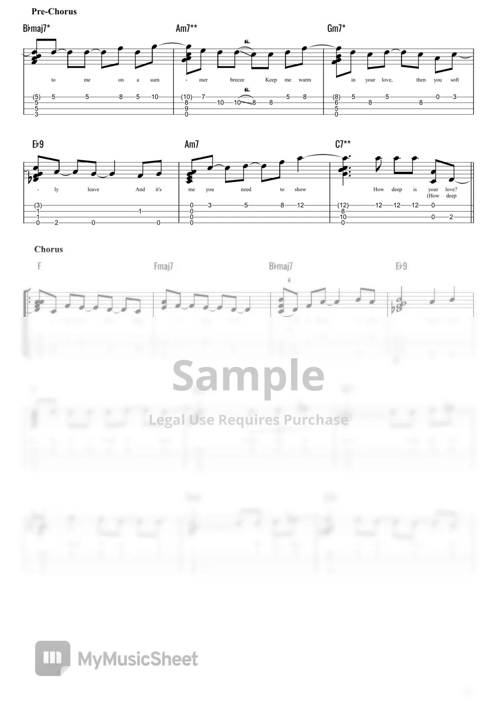 Bee Gees How Deep Is Your Love (Fingerstyle) Sheets by Vasko (Ukulele Cheats)