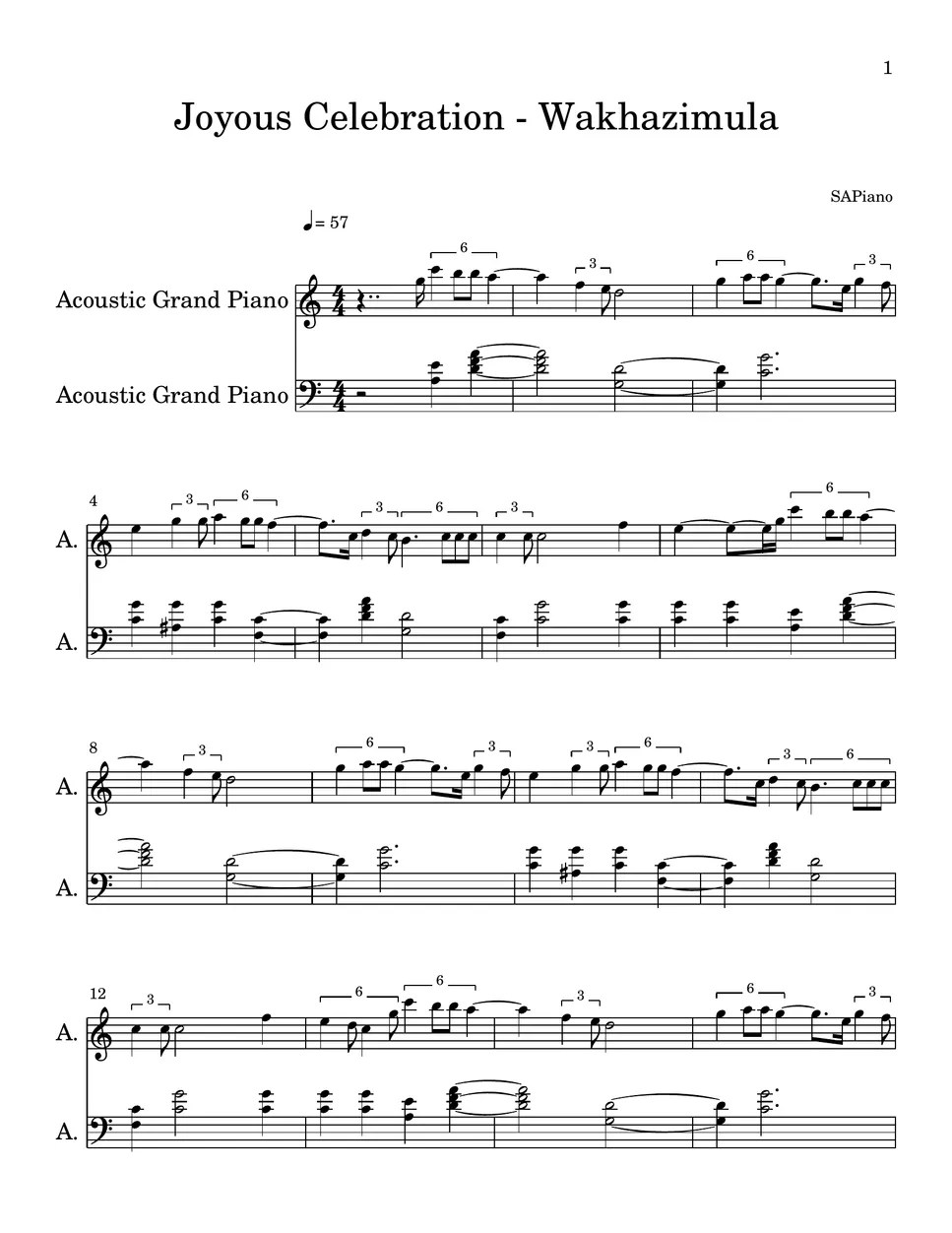 Joyous Celebration Wakhazimula (PIANO SHEET) 악보 by SA Piano