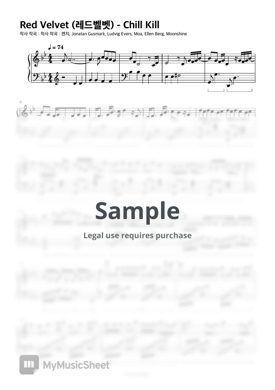 Red Velvet (레드벨벳) Chill Kill Sheets by bvibvi piano