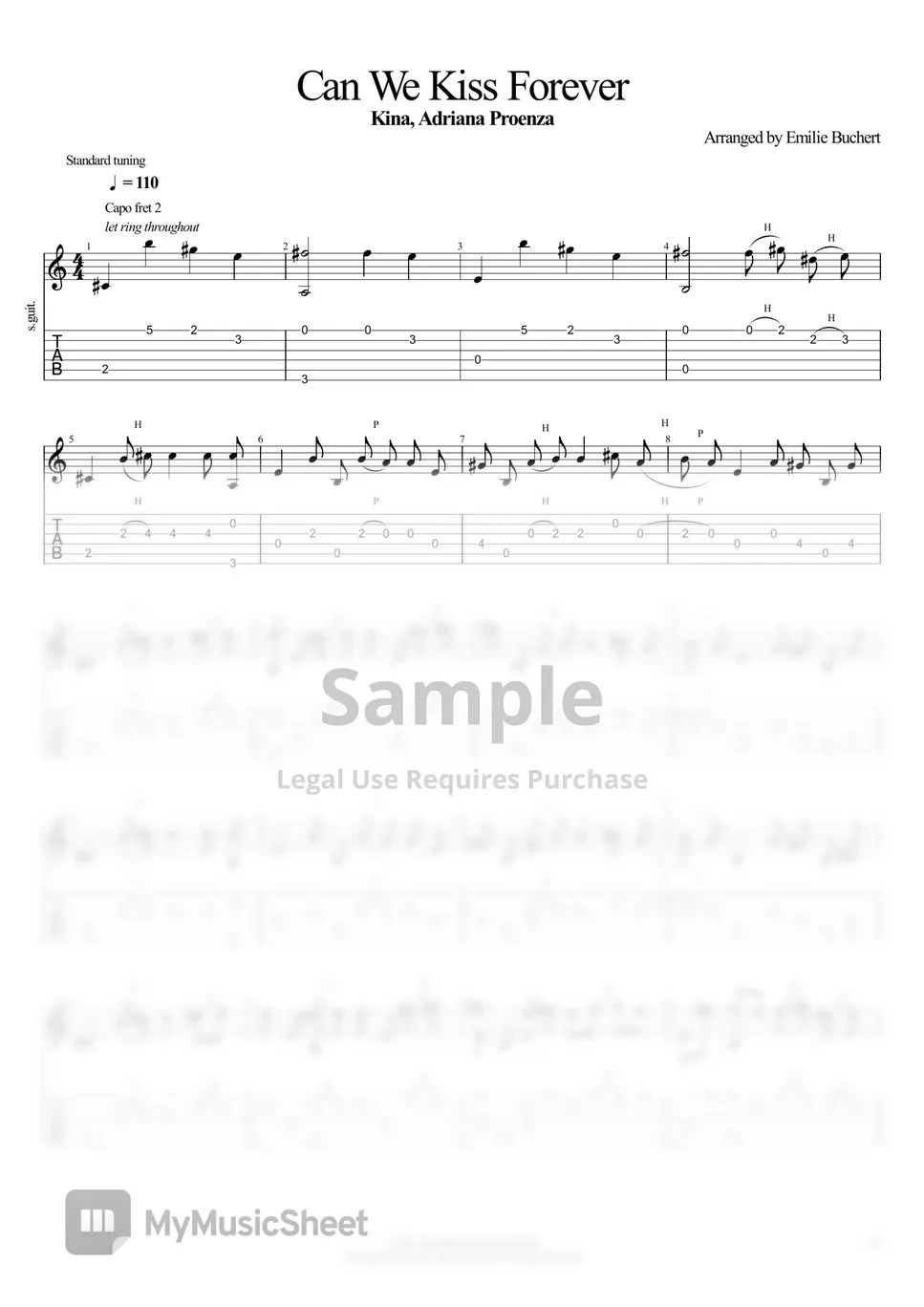 Kina, Adriana Proeza Can We Kiss Forever? 악보 by Emilie Buchert