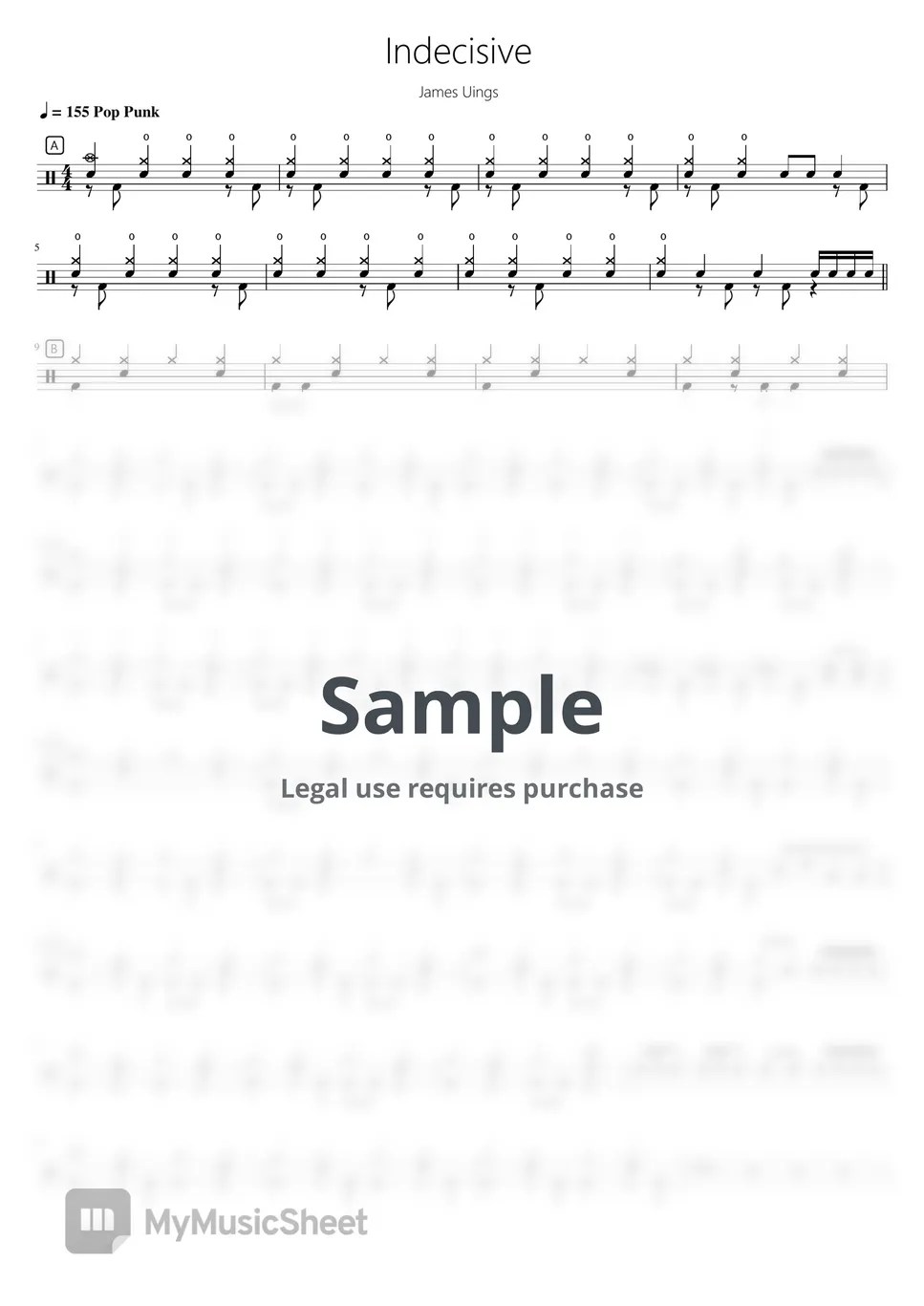 James Uings Indecisive【Rock school Lv3】 Sheets by 看哦爱随风