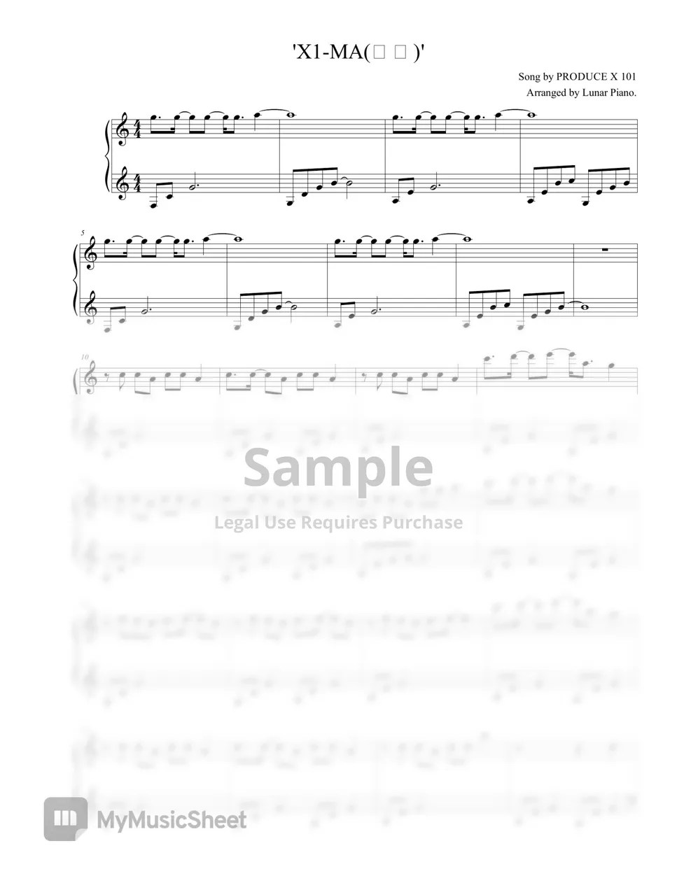 PRODUCE X 101 X1MA by Lunar Piano Sheets