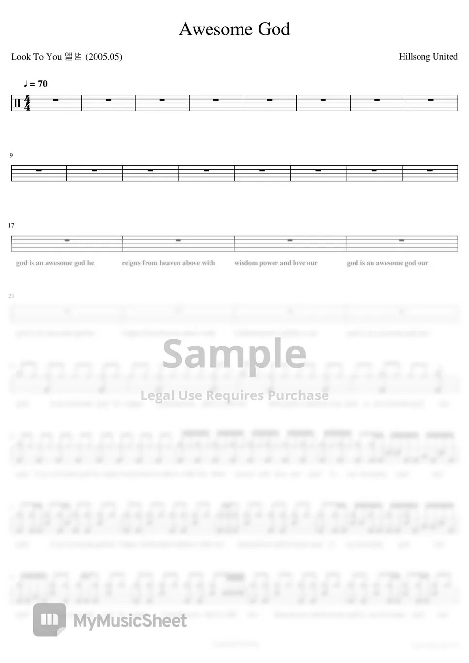 Hillsong UNITED Awesome God Sheets by XDrum