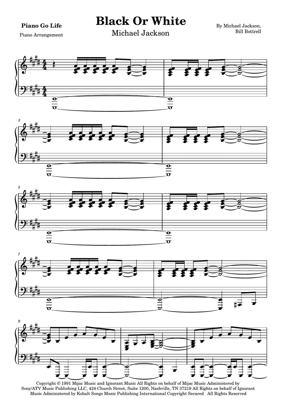Michael Jackson Black Or White 楽譜 by Piano Go Life