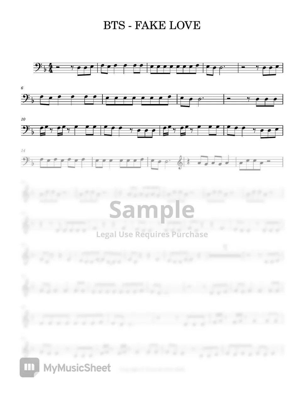 BTS FAKE LOVE (Cello Part) Sheets by Tomo & Julie