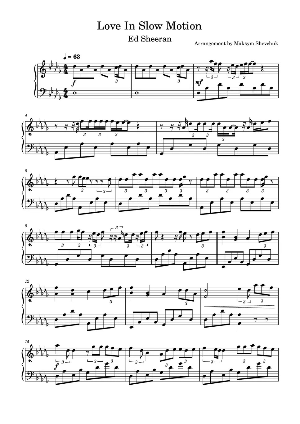 Ed Sheeran Love In Slow Motion (Easy Version) Sheet by Maksym Shevchuk