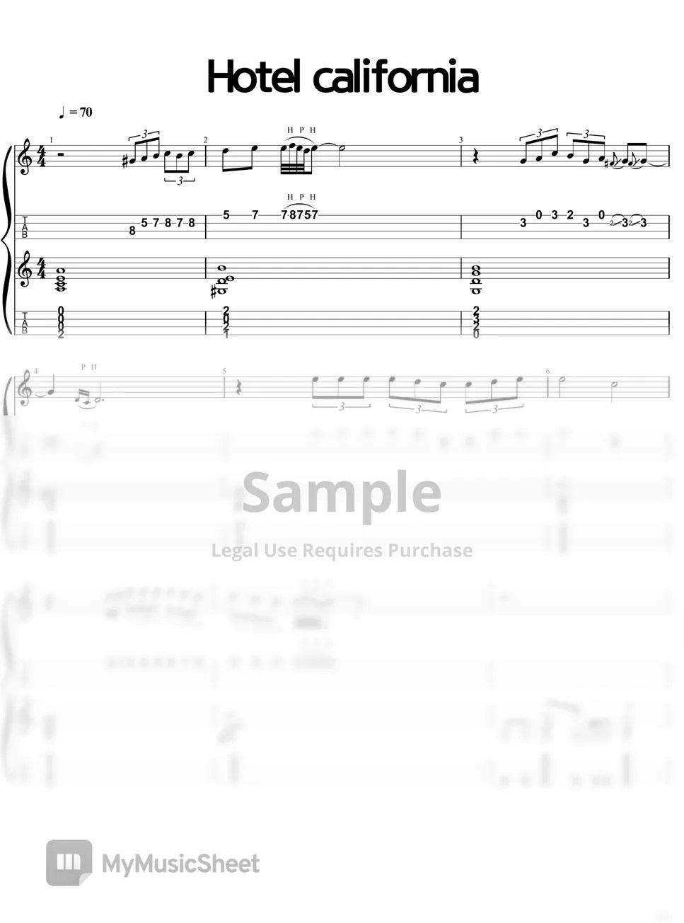 eagles hotel california (1st,2nd) 악보