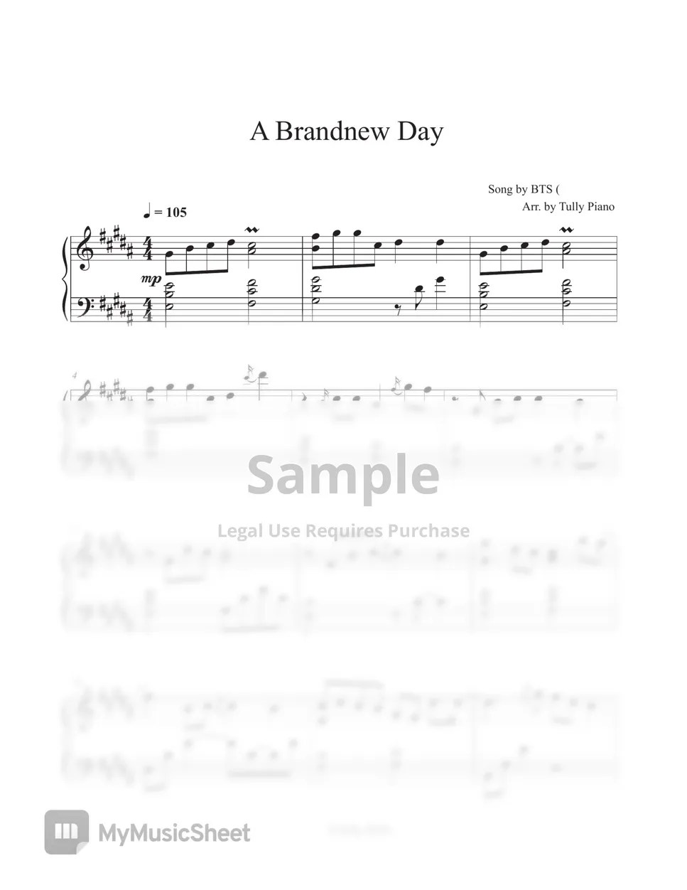 BTS (Feat. Zara Larsson) A Brand New Day Sheets