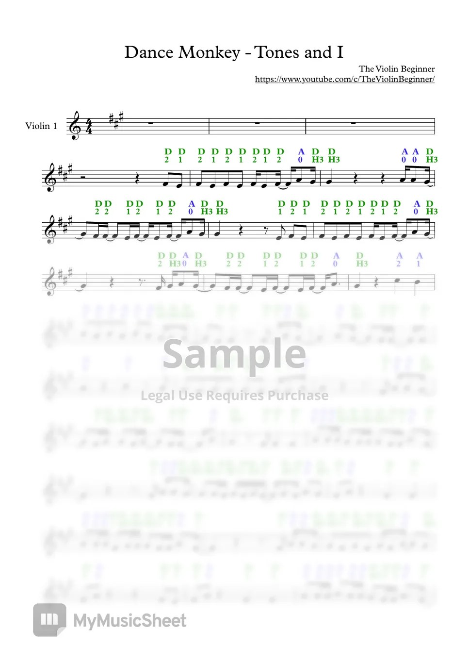 Tones and I Dance Monkey Partitura by The Violin Beginner
