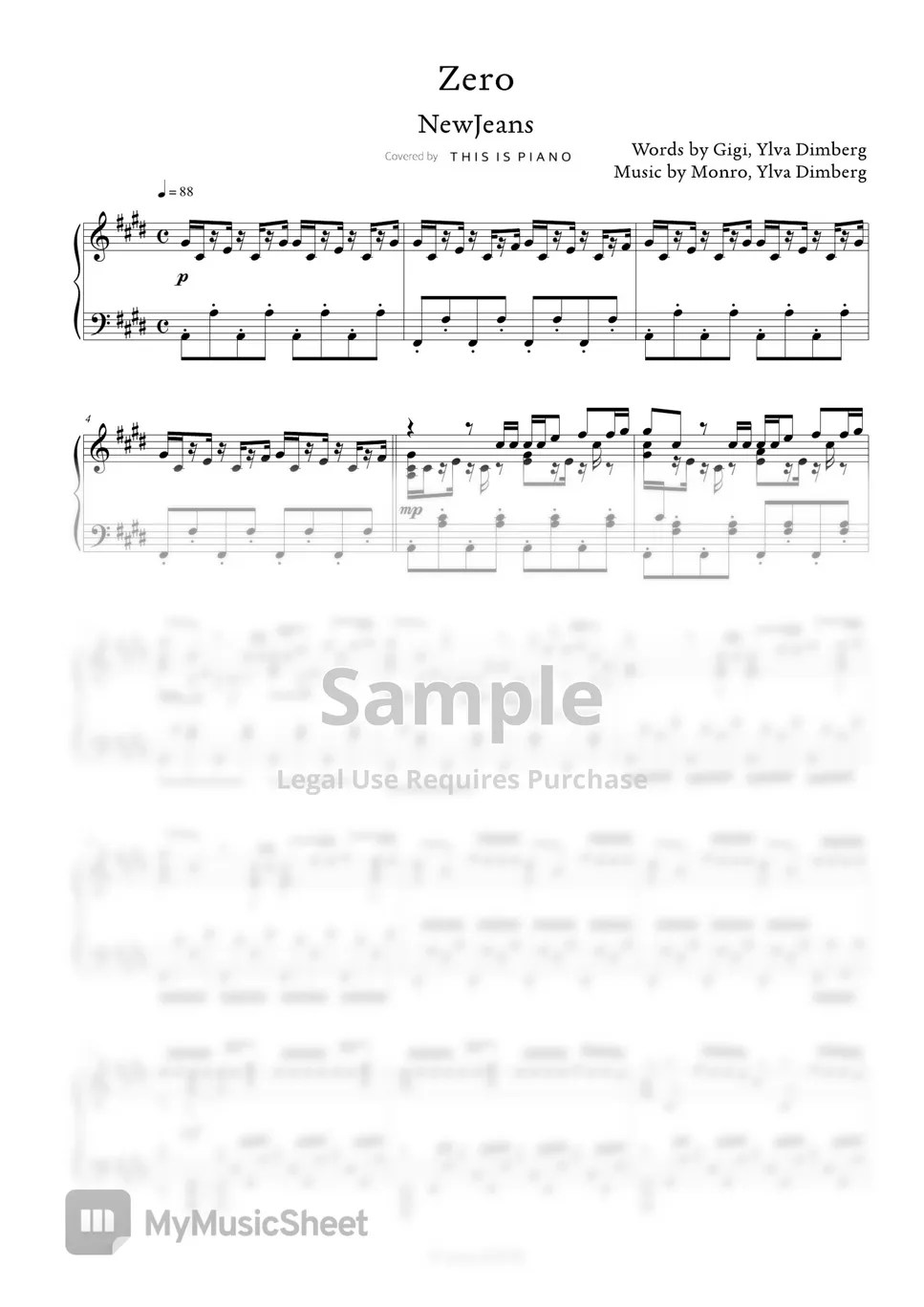 New Jeans Zero Sheets by THIS IS PIANO
