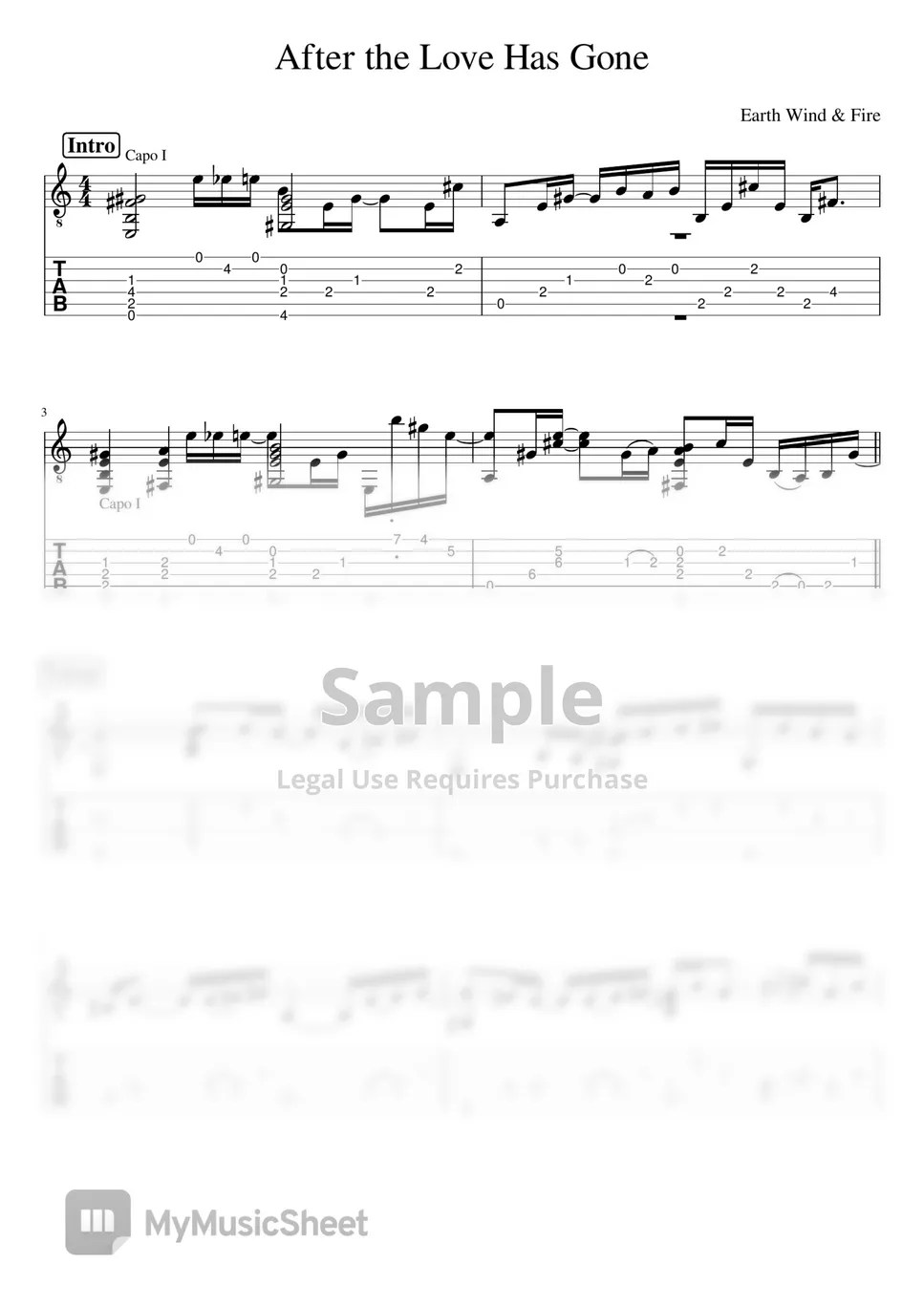 Earth Wind & Fire After The Love has Gone Tab + 1staff by Ontario