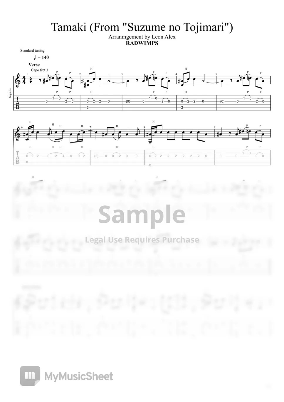 RADWIMPS Tamaki (From "Suzume no Tojimari") Sheets by Leon Alex