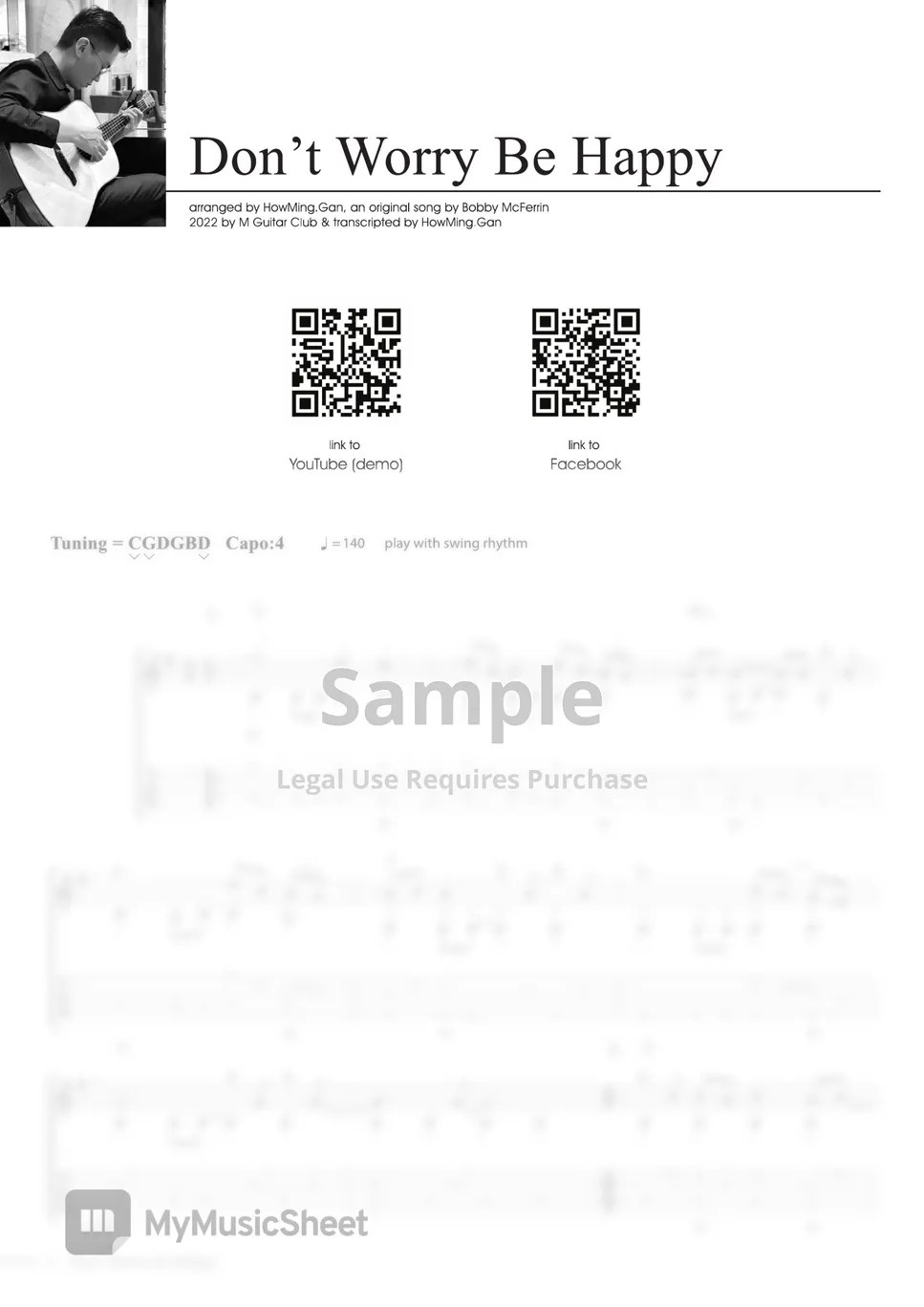 Bobby McFerrin Don't Worry Be Happy (Fingerstyle) Sheets by HowMing