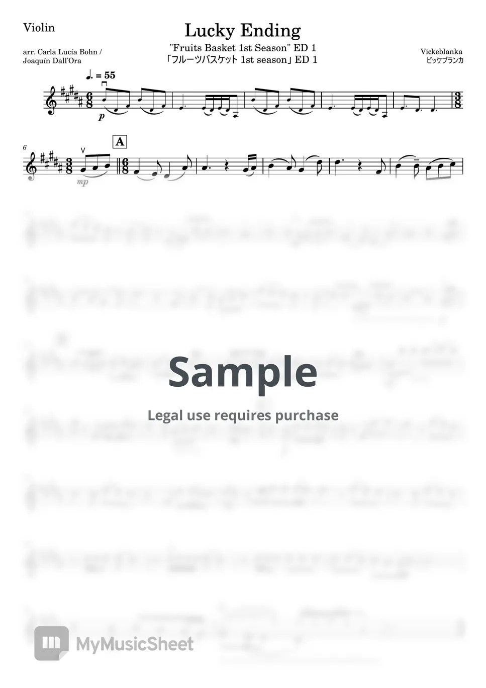 Vickeblanka Lucky Ending "Fruits Basket 1st Season" ED 1 Sheets by