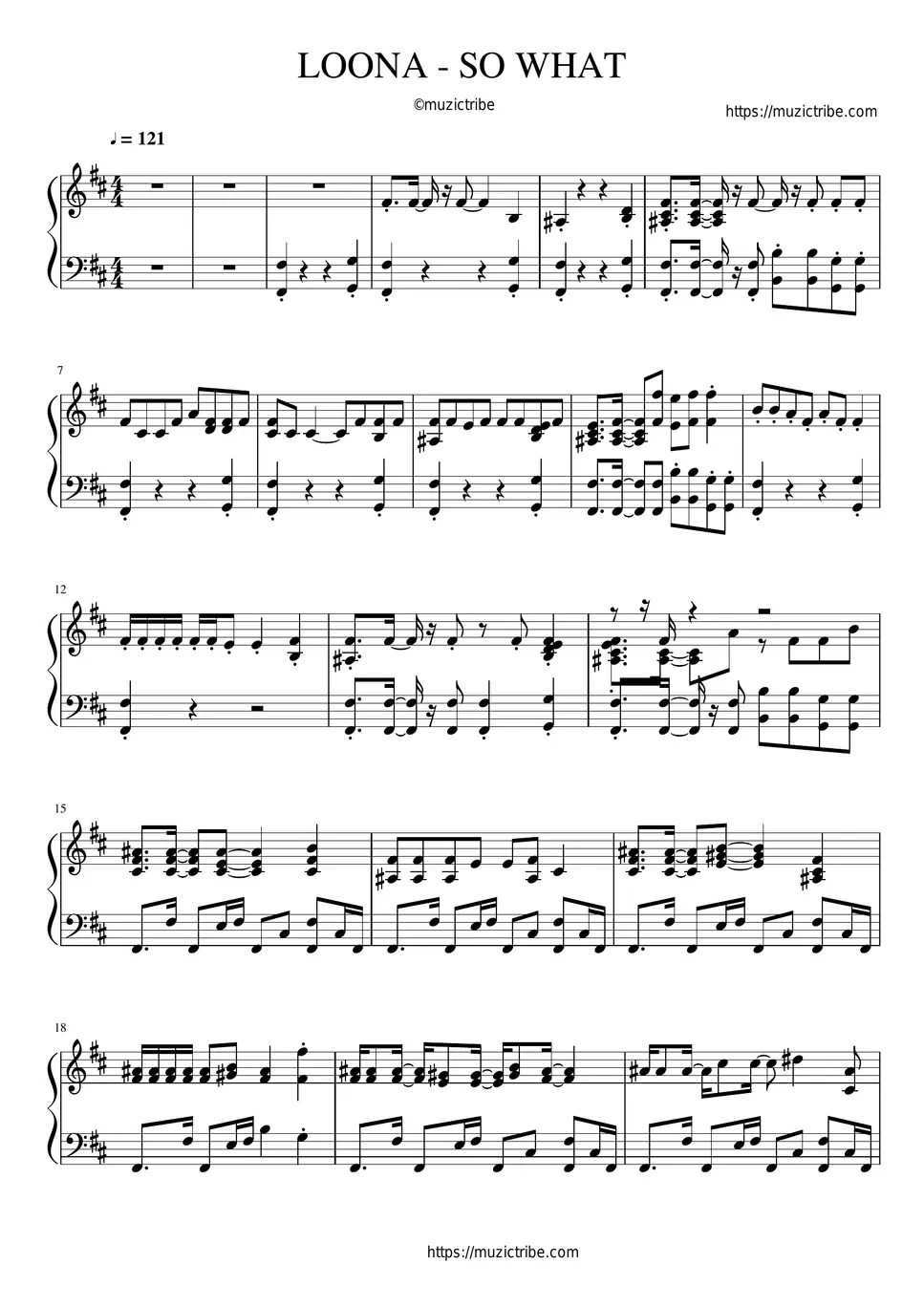 LOONA(이달의 소녀) So What Piano Sheet + MP3 + MIDI Sheet