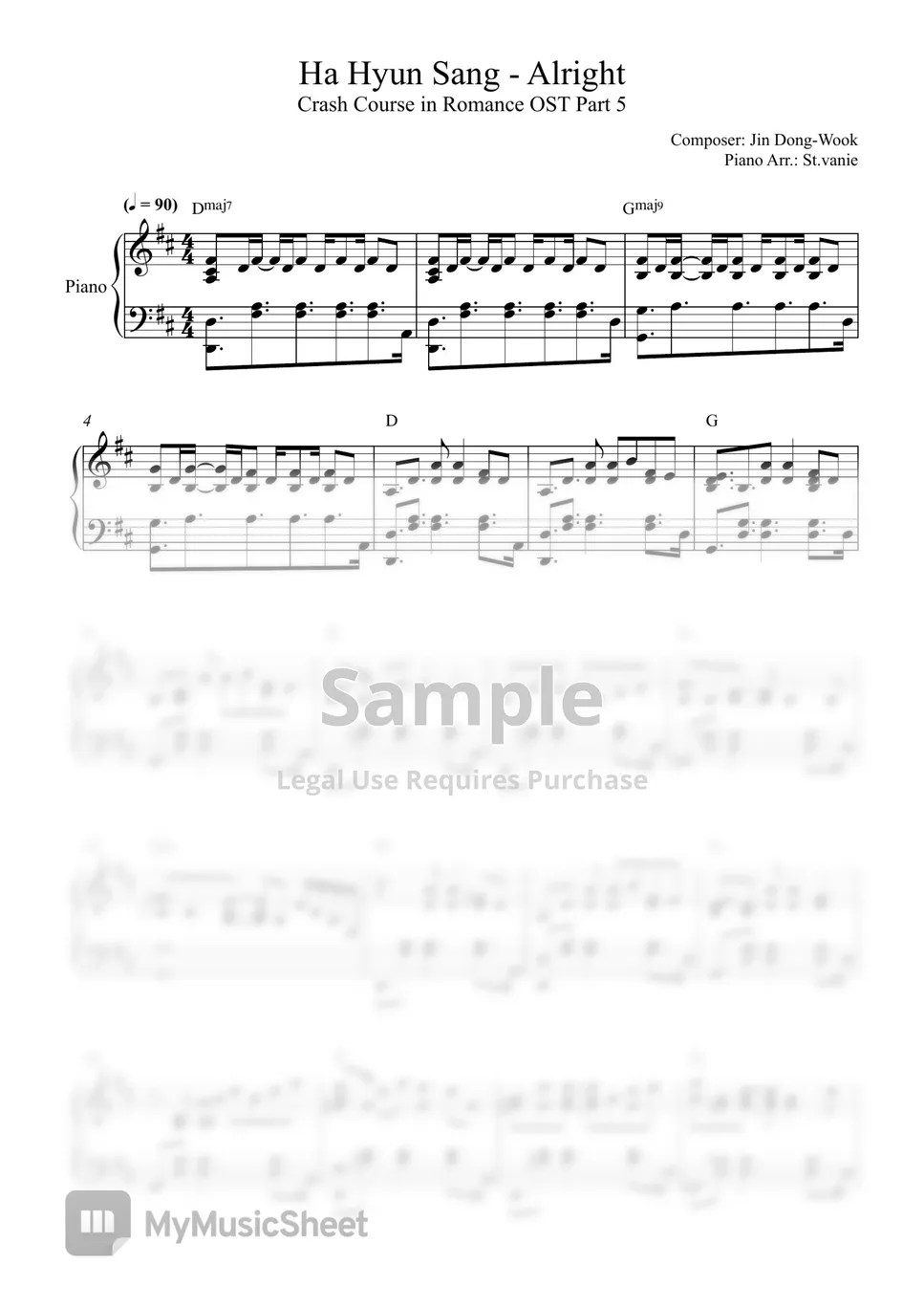 Ha Hyun Sang (하현상 ) Alright (Crash Course in Romance OST) Sheets by