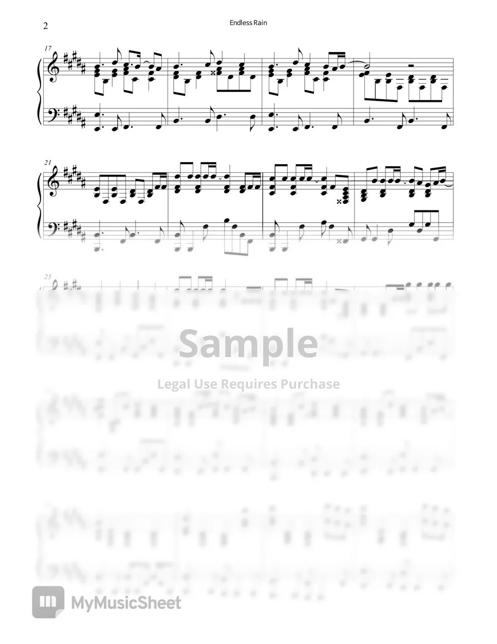 XJapan Endless Rain Sheets by JAZZNOTE