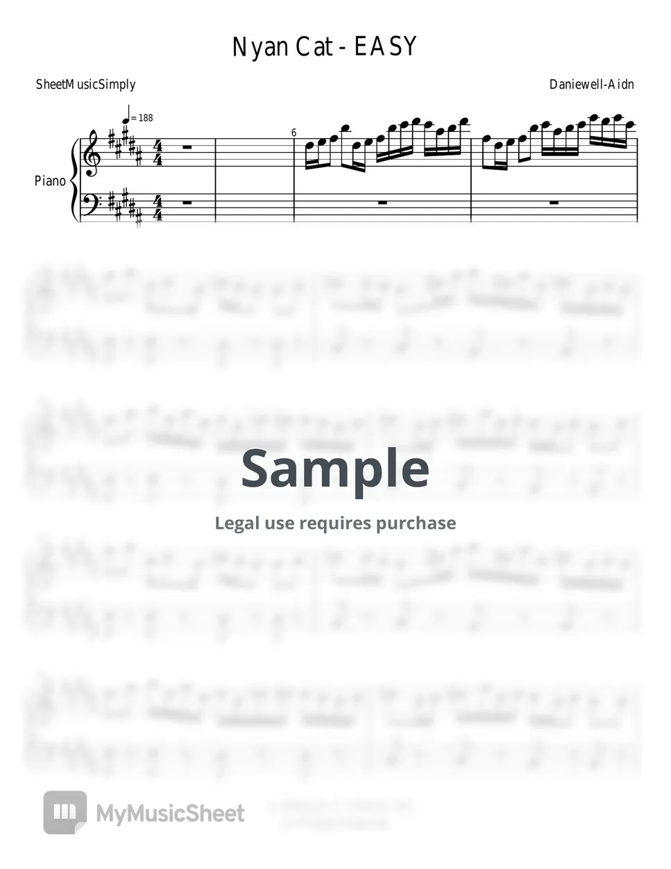 Daniwell Nyan Cat Sheets by SheetMusicSimply