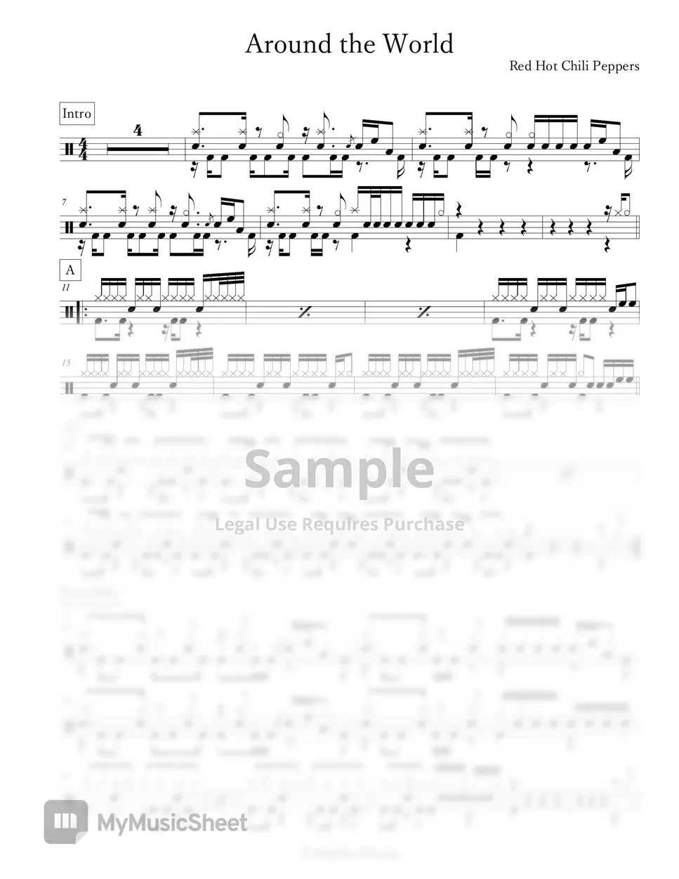 Red Hot Chili Peppers Around the World 악보 by Arkadia Drums