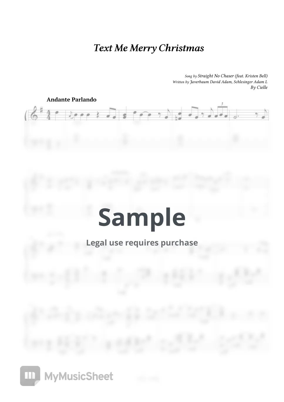 Straight No Chaser Text Me Merry Christmas (feat. Kristen Bell) Sheets by Cielle