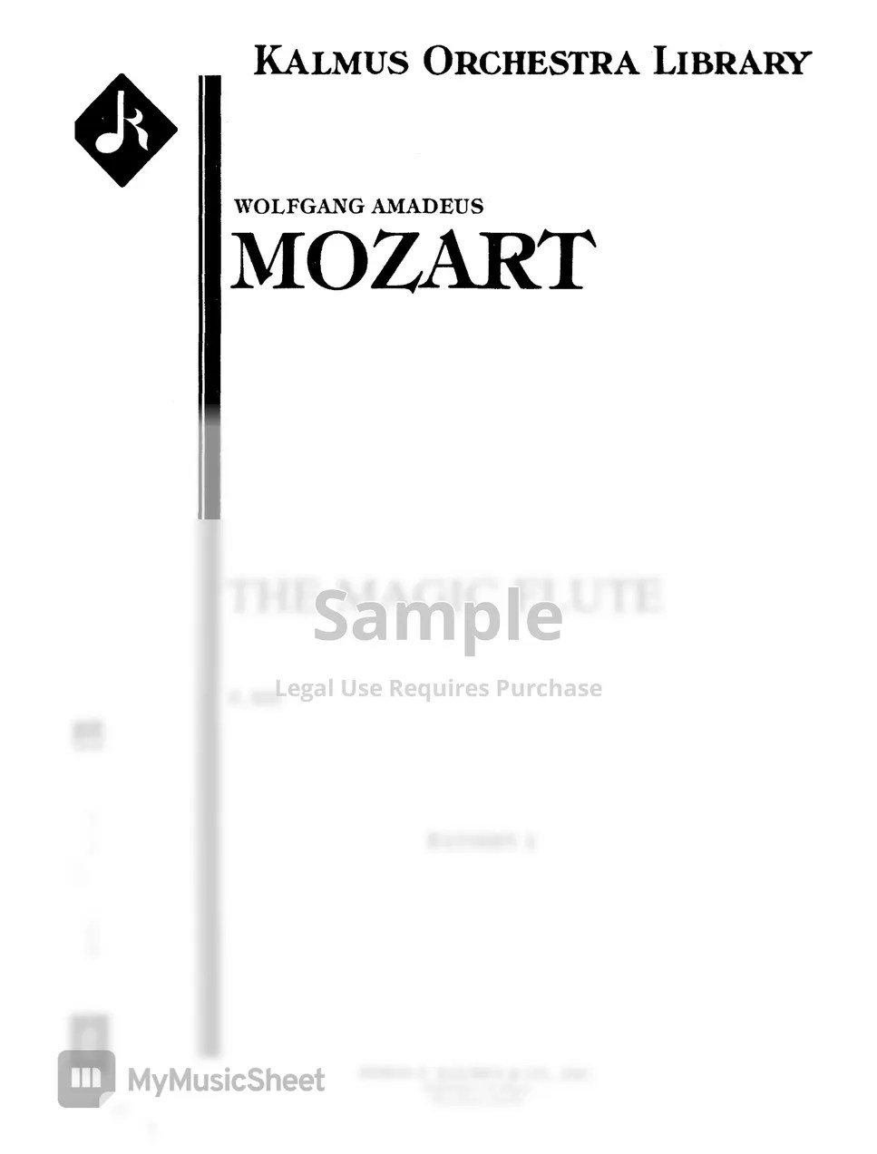 W.A.Mozart Mozart, The Magic flute (1st, 2nd Bn.) Sheets by Original