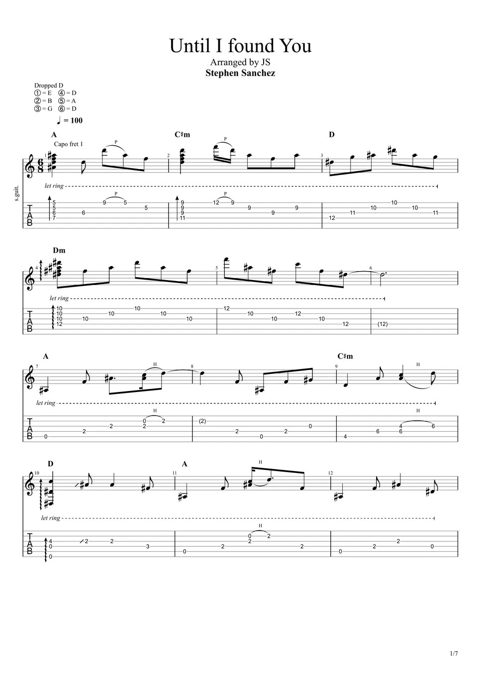 Stephen Sanchez Until I Found You Tab + 1staff by JSWAVE