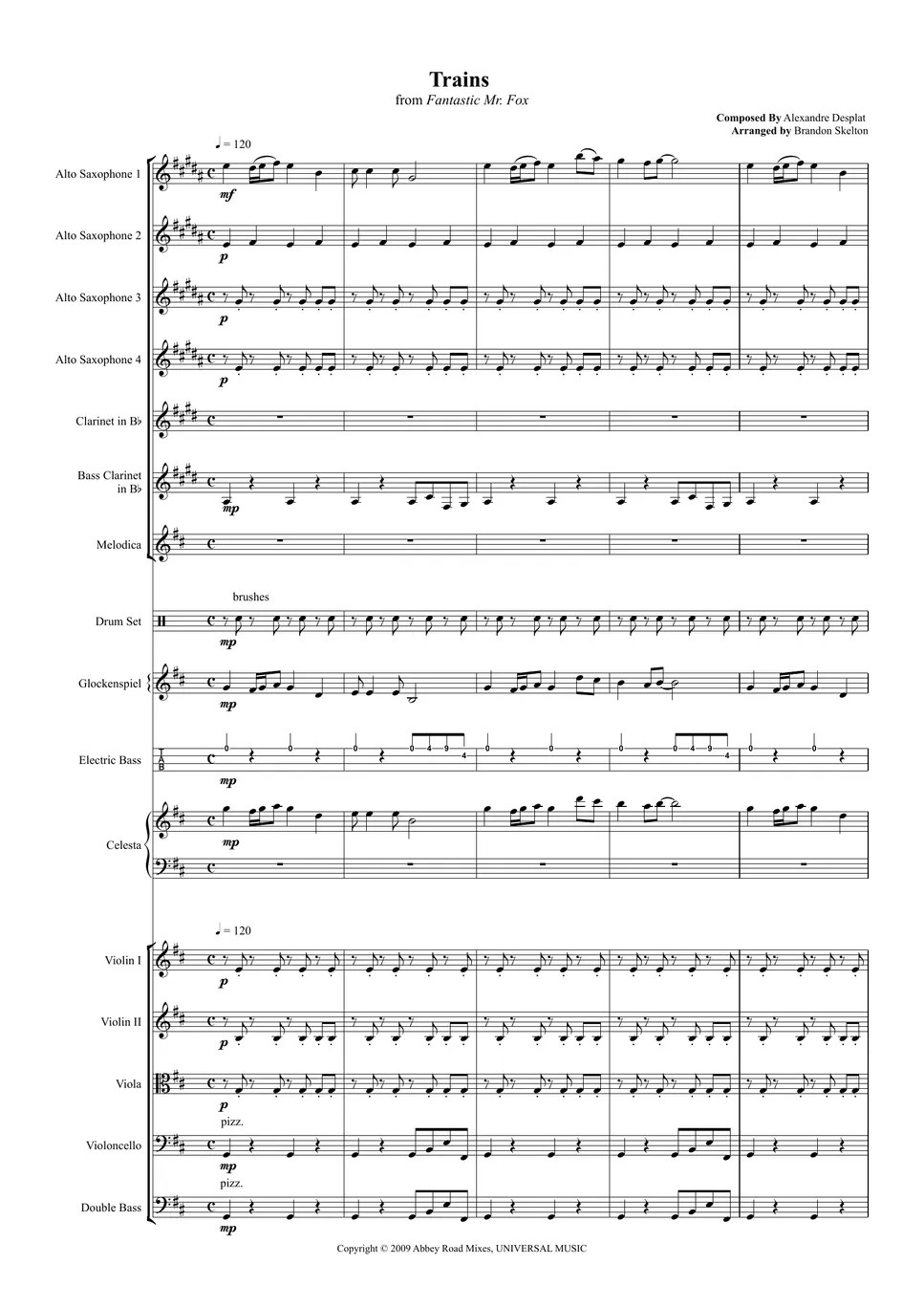 Alexandre Desplat Trains (Full Score) Sheets by Brandon Skelton
