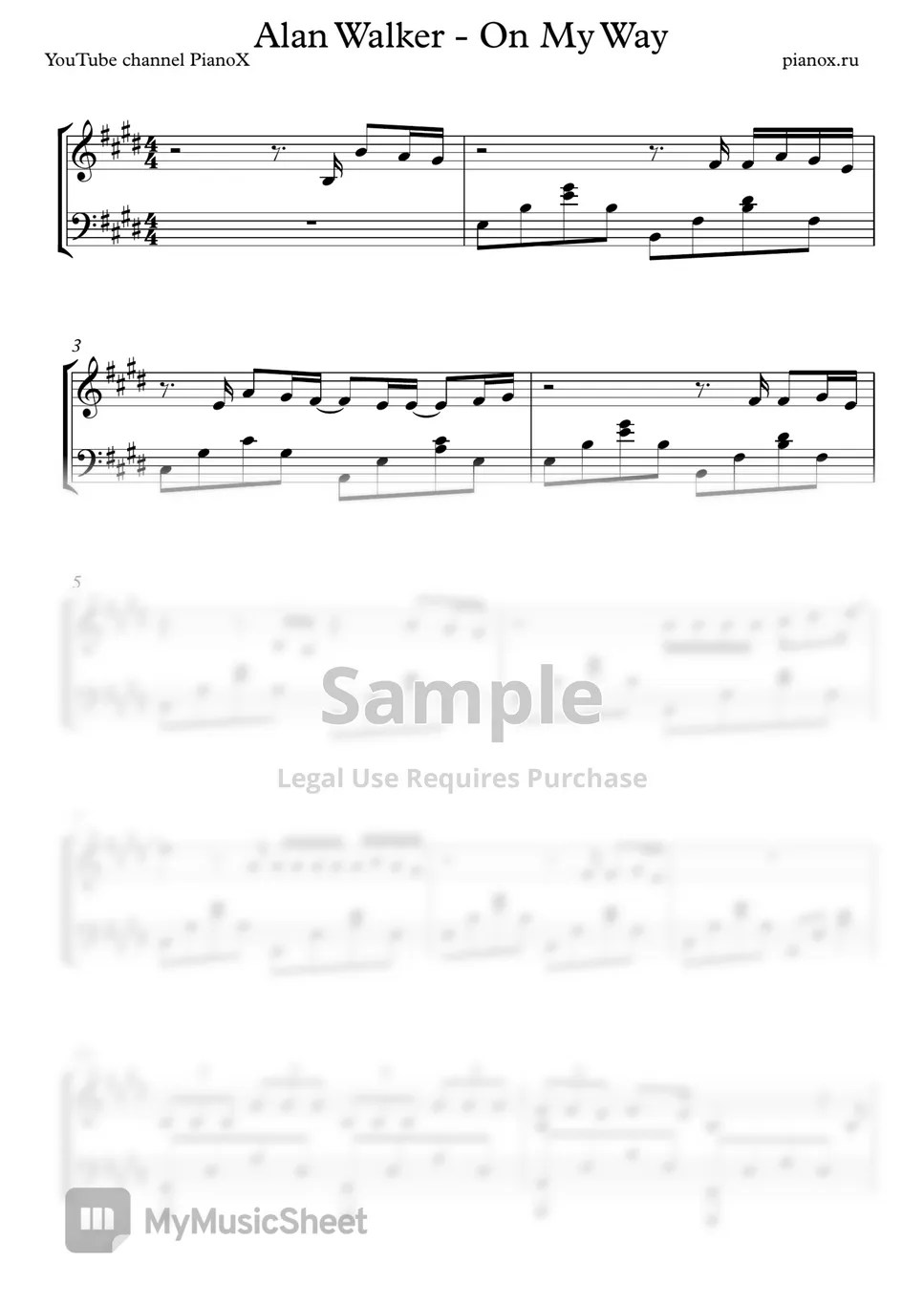 Alan Walker, Sabrina Carpenter & Farruko On My Way Sheet Music by PianoX